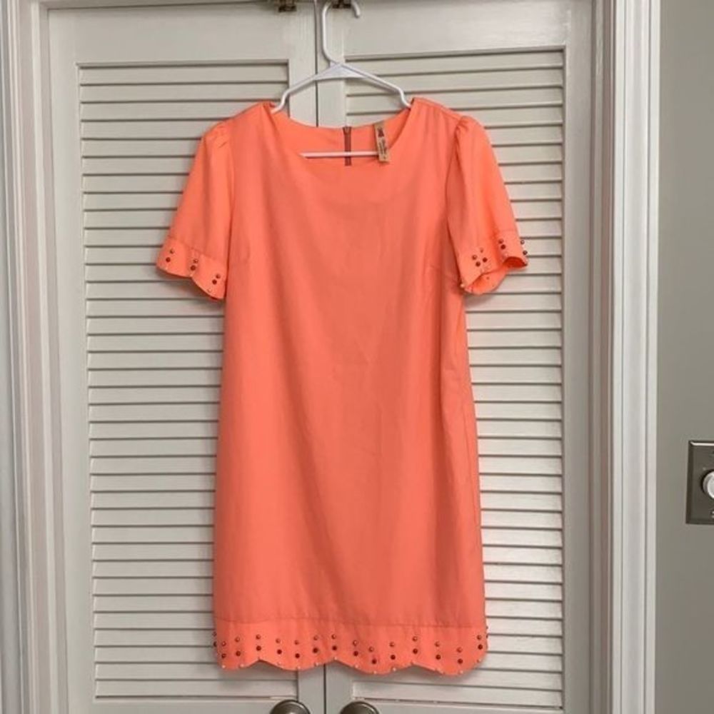 Alice Moon pink/coral shift dress with pearls